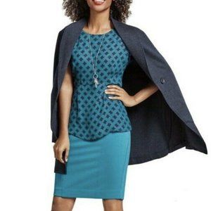 CAbi Foulard Geo Printed Peplum Top Medium